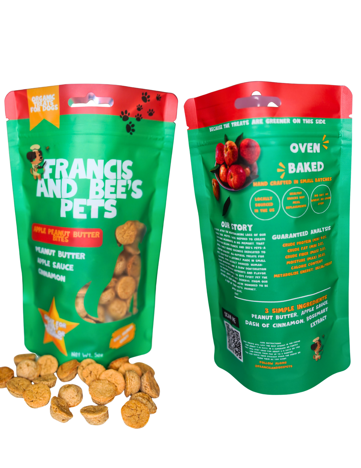 Apple Peanut Butter Bites– Plant-Based Dog Treats