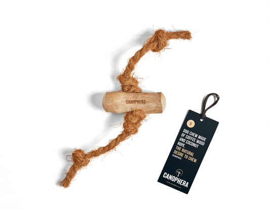 SMALL Dog Chew Coffee Wood and Coconut Rope - All Dog Breeds