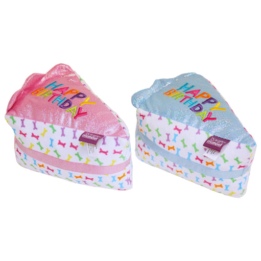 Multipet Birthday Cake Slice Plush Dog Toy Assrt. Colors 6"